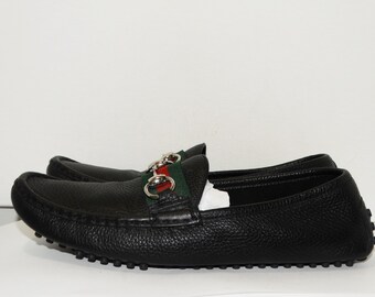 GUCCI Black Leather Horsebit Loafers.size 38-1/2 - Etsy
