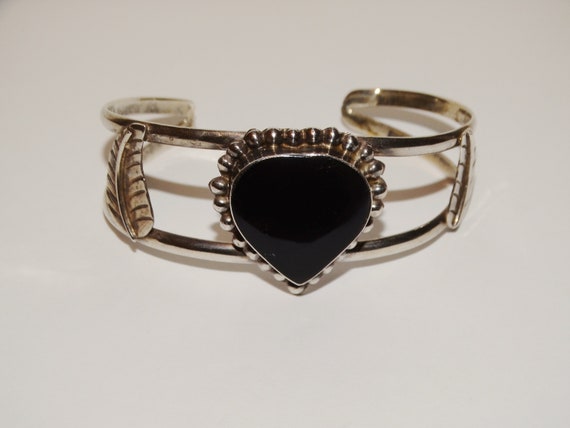 Sterling Silver Black Onyx Cuff Bracelet. - image 8
