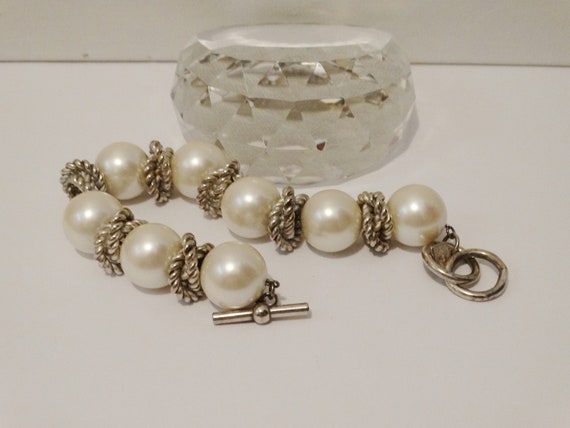 Anne Klein Rope Design Spacers Large Faux Pearl B… - image 6