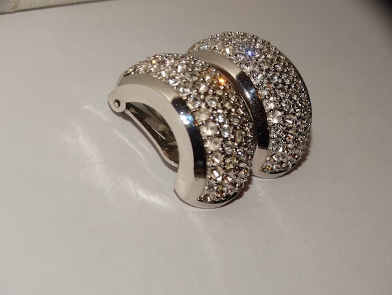 Christian Dior Sparkling Crystals Clip on Earrings - Etsy display picture 2