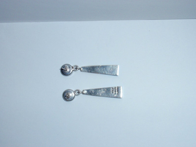Sterling Silver 950 Mexico Stamped Inlaid Genuine TurquoiseOnyx Large Earrings.