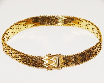18k Solid Yellow Gold Handcrafted Diamond Cut 7.5" Inch Long BRACELET.