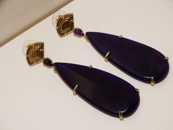 Kendra Scott Gold Tone Purple Stone Earrings, - image 3