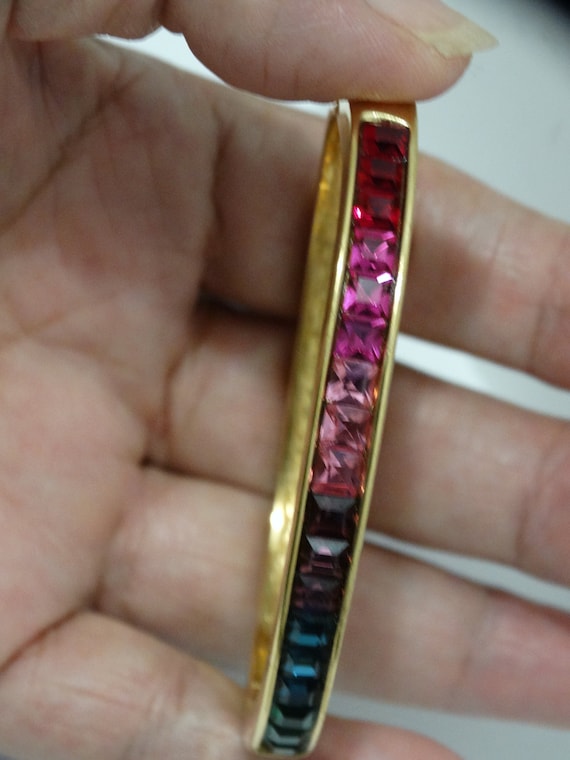 Gold Plated Genuine Crystal Bangle Bracelet.