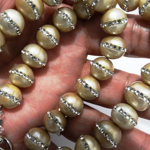 RARE Cream Faux Pearl with Encrusted Sparkling Rhinestone Necklace.
