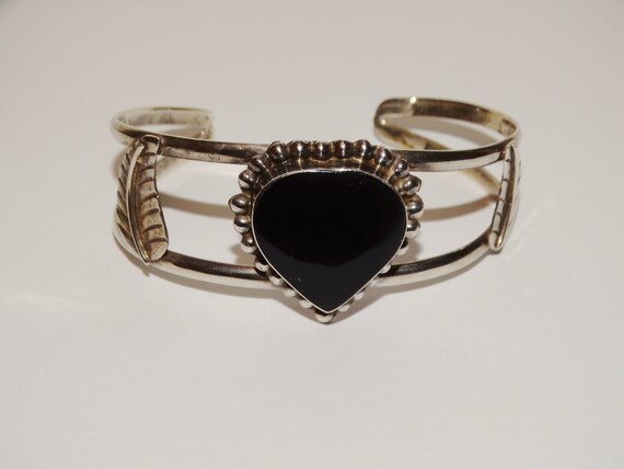 Sterling Silver Black Onyx Cuff Bracelet. - image 7