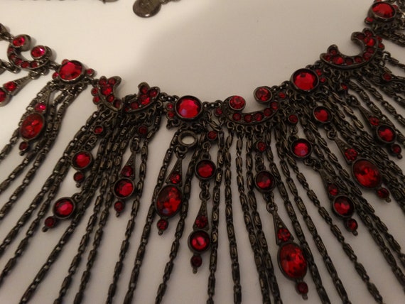 Ben-Amun RARE  Huge Black Red Bib Necklace. - image 9