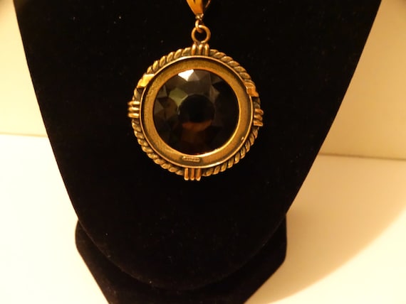 Extasiaビンテージネックレス EXTASIA Glass Carved Cameo Bronze Intaglio Large Pendant 28