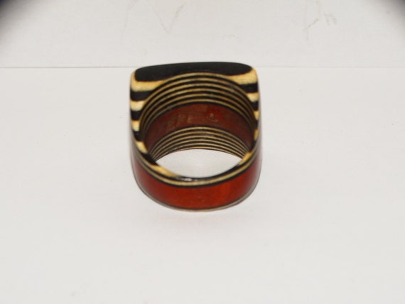 RARE Wood Carved And Handpainted Unisex Ring. Siz… - image 4
