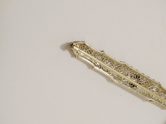 Victorian Era 14k White Gold Art Deco Filigree El… - image 4