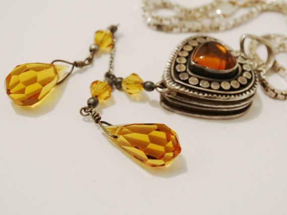 Edwardian Sterling Silver Stamped Faceted Citrine