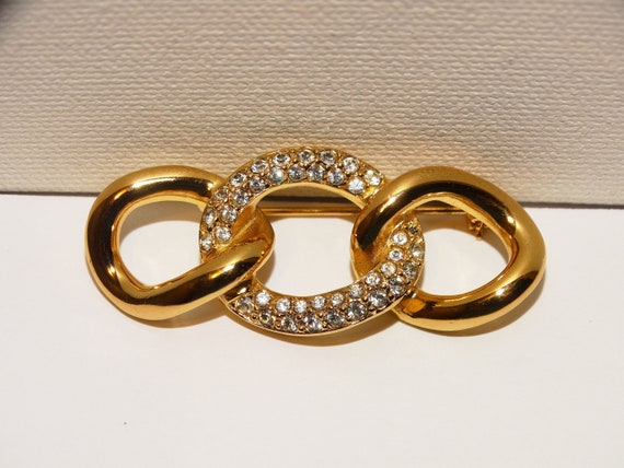 Christian Dior Chain Link Crystal Brooch. - image 2
