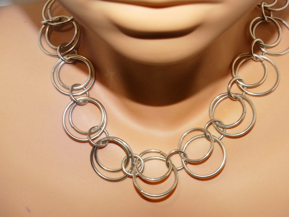 Sterling Silver Multi Circle Necklace. - image 9