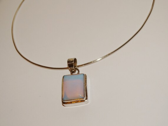 Sterling Silver Square Opalescent Stone Chocker n… - image 3