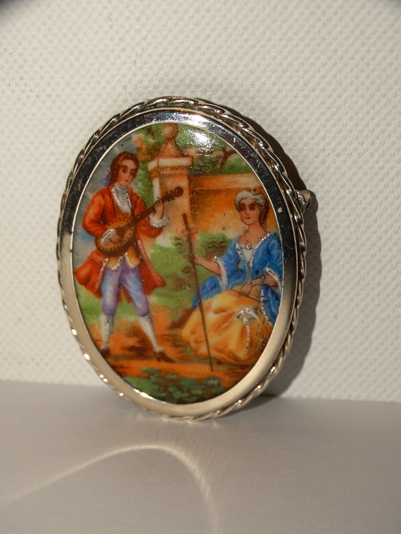 Sterling Silver Made In Italy Hand Painted Limoge… - image 3