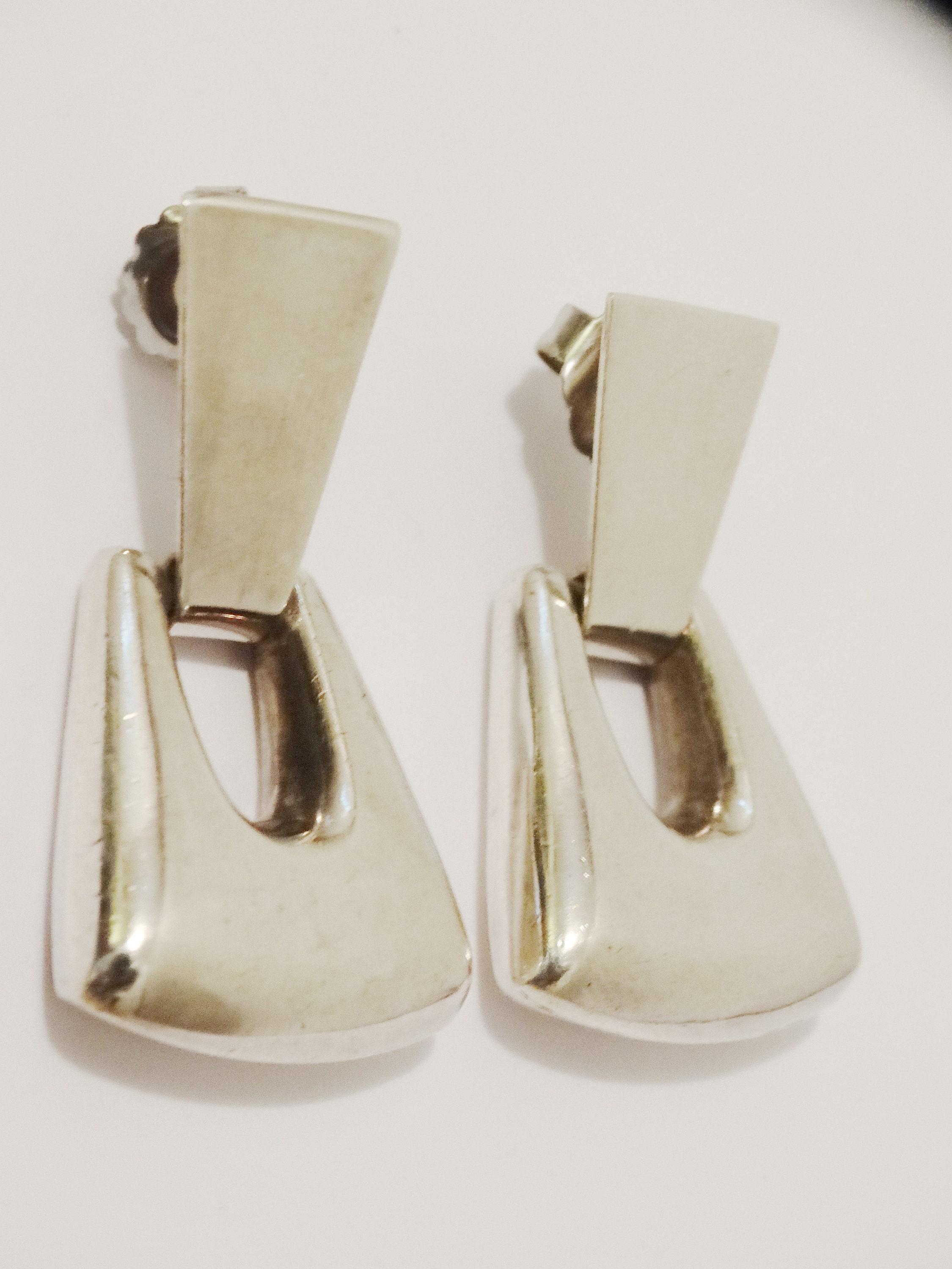 Sterling Silver Stamped Made In Mexico Hinge Earrings.