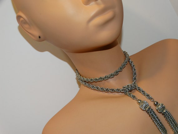 Silver Tone Rope Tassel Necklace. - image 5