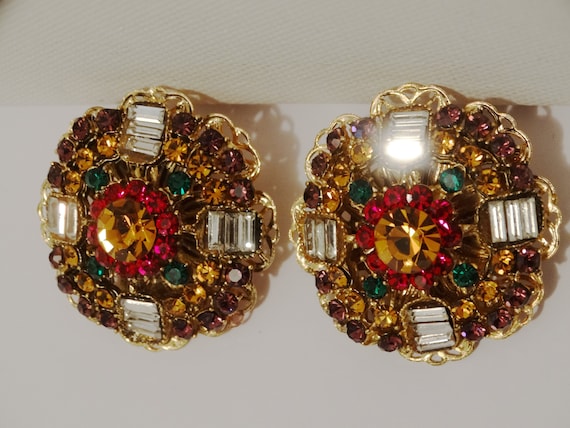 Gold Tone Metal Beautiful Baguette Multicolor Des… - image 2