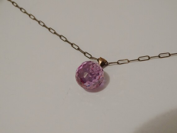 Sterling Silver Lavender Faceted Glass Ball Penda… - image 9