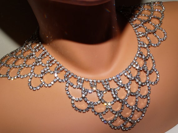 Silver Tone Sparkling Rhinestones Choker Necklace. - image 3