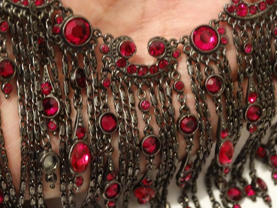 Ben-Amun RARE  Huge Black Red Bib Necklace. - image 10