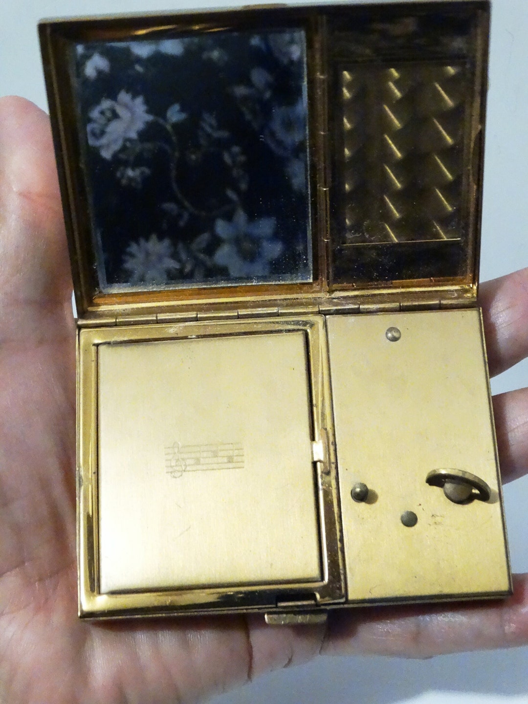Powder Music Box Music Box Mother of Pearl Solid Brass Metal Powder & Music Box. - Etsy