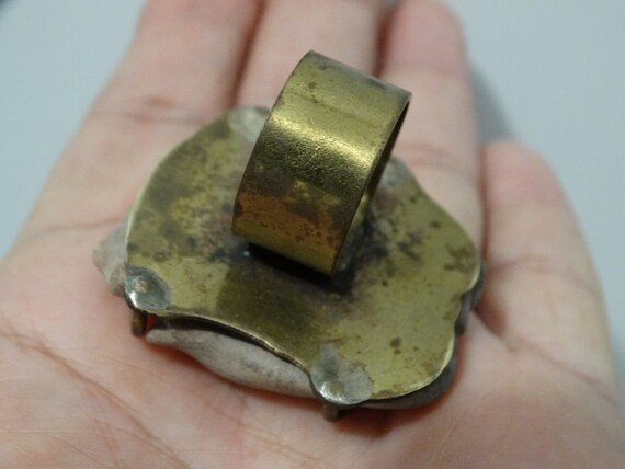 Brass Incas Stone Face Ring. - image 2