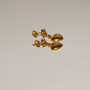 14k Yellow Gold Dangling Heart Earrings image 9