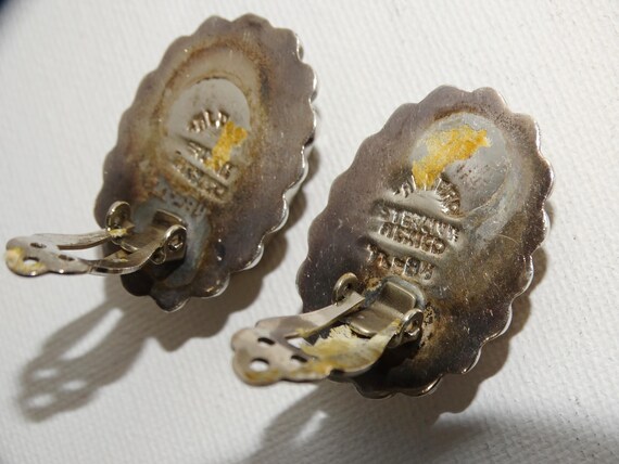 Solid Sterling Silver Green Malachite Stone Clip-… - image 7