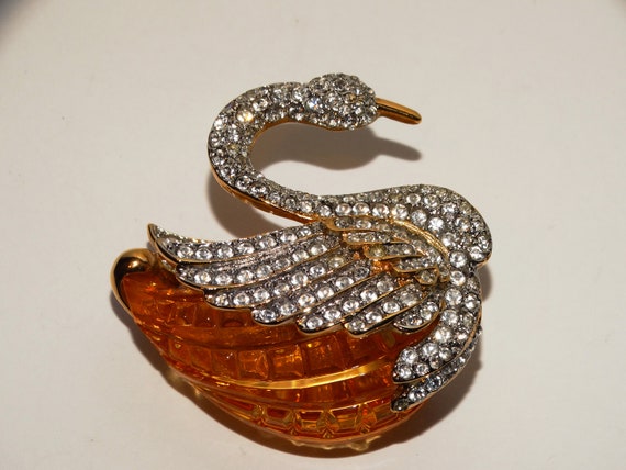 Kenneth Lane Gold Tone Crystal and Amber Color Lu… - image 3