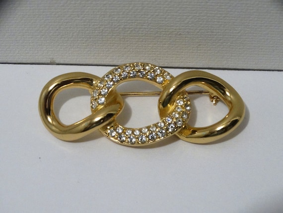 Christian Dior Chain Link Crystal Brooch. - image 5