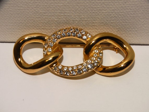 Christian Dior Chain Link Crystal Brooch. - image 9