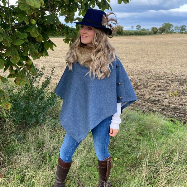 Women's Brown Hopsack Tweed Cape & Cloak