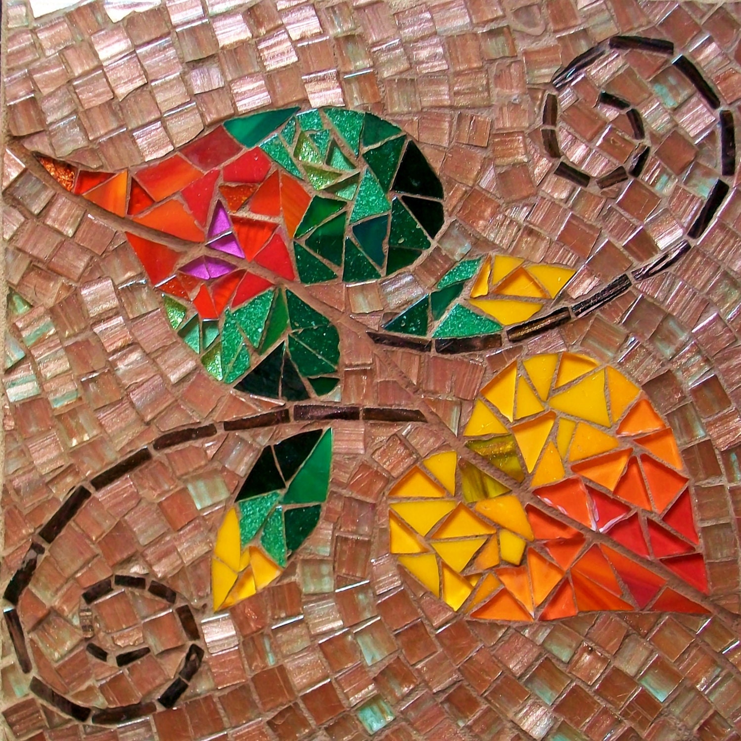 Fall Leaves Mosaic Photo Ceramic Tile Etsy