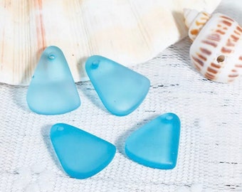 Resin sea glass charm/pendants faux drilled beach glass tear drops set of five