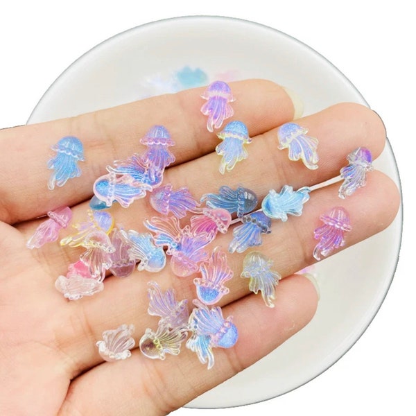 100 pcs tiny jellyfish table scatters resin sea life confetti party decorations Mixed Colors Flatback Scrapbooking invitation DIY