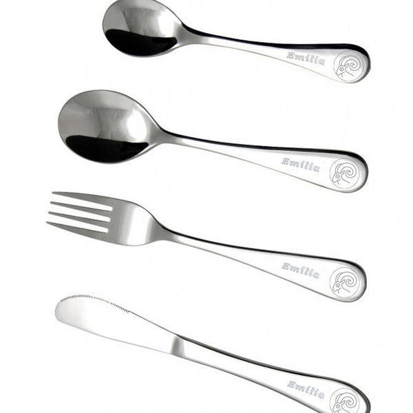 Children cutlery with name & zodiac sign - ARIES