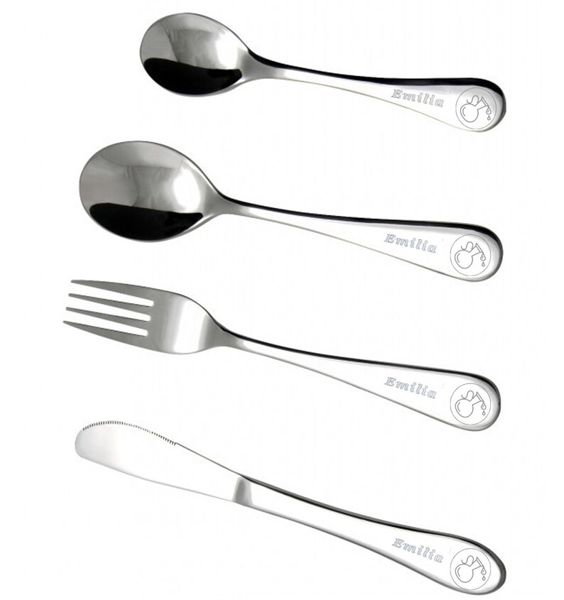 Children's cutlery with name & zodiac sign AQUARIUS image 1