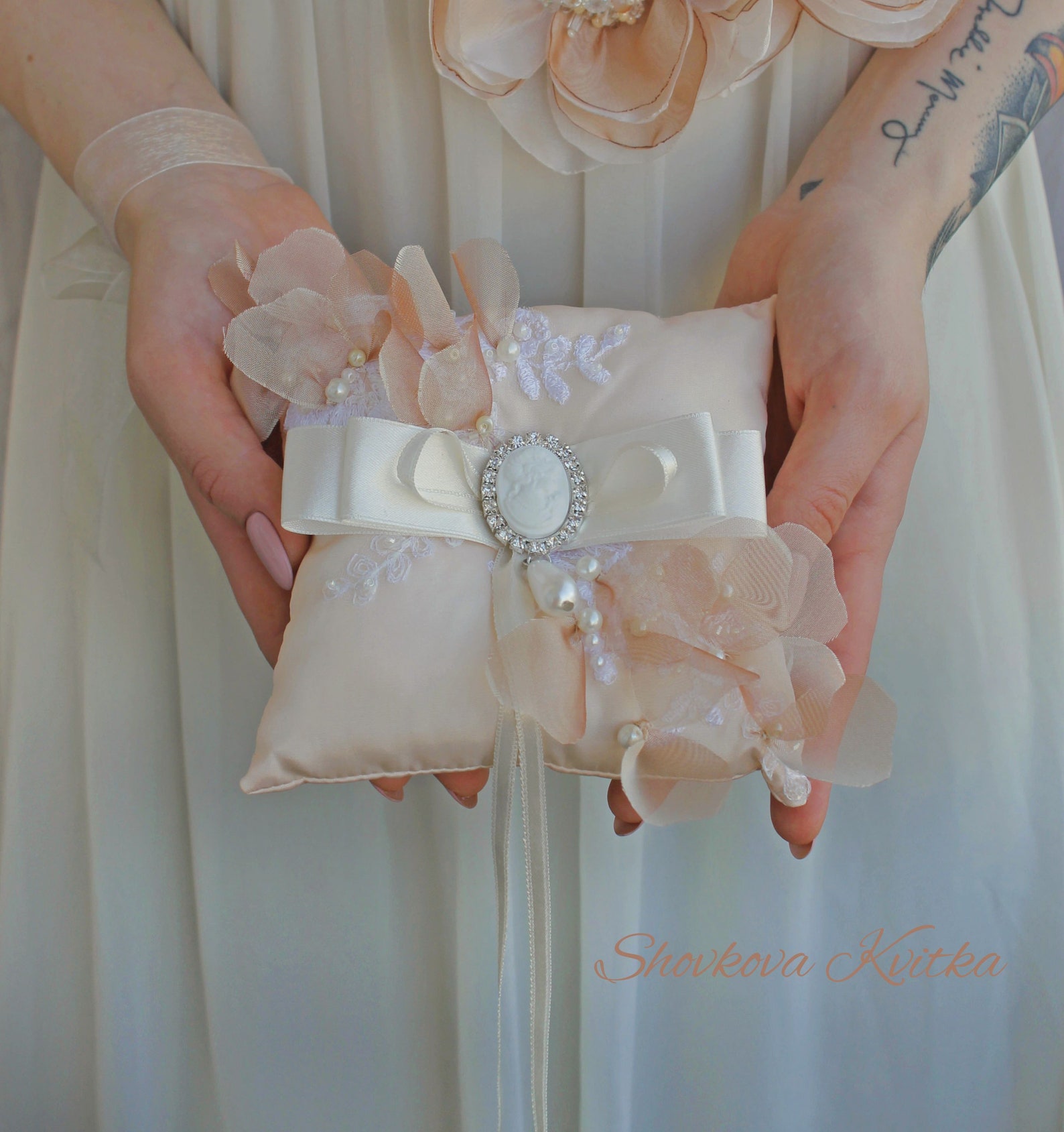 Bridal Flower Sash With Feathers, Tan Wedding Dress Belt With Silk ...