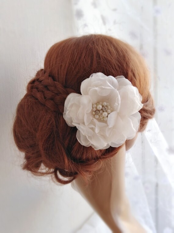 Wedding Hair Flower Clip Ivory Bridal Flower Hair Silk Etsy