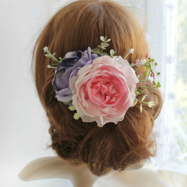 Pink Peony bridal Headpiece, Floral Wedding Fascinator, Millinery Flower Bridal Hairpiece, Rustic Blossom Head piece