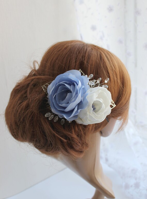 Light Blue Wedding Hair Piece Sky blue bridal floral hair Etsy