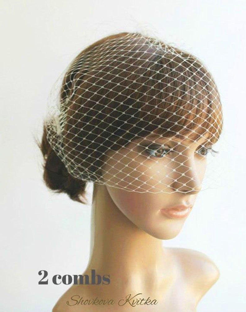 Bridal Fascinator Birdcage Veil With Flower Wedding Birdcage Etsy