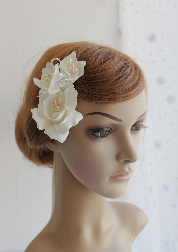 Bridal Ivory Orchids Hair Piece Wedding Silk Flower Hair Etsy