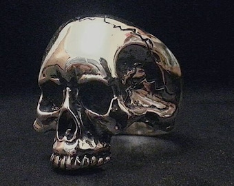Silver Skull Ring , Sterling Silver Skull ring , Half Jaw Skull Ring , Statement Ring Rock Biker Style gift men  women