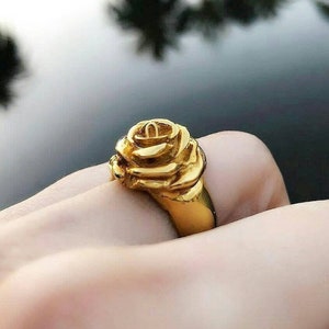 Silver Rose Ring vrouwen sieraden rock boho statement mode stijl handgemaakte collectie cadeau voor haar kleine formaat