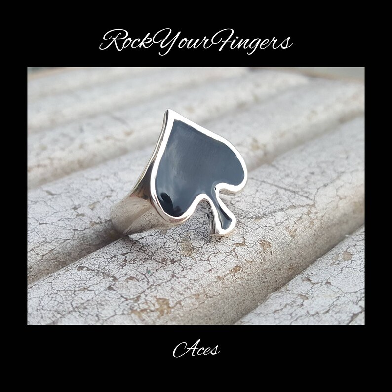 Silver Ring of Ace of Spades ,sterling silver ring , Rocker Biker Style , cafe racer handmade gift for him and her christmas gift 