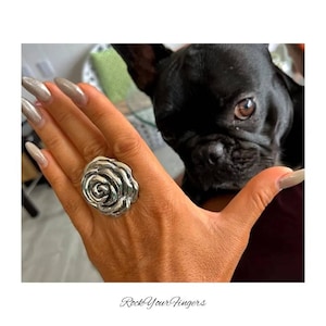 Grote sterlingzilveren rozenring
