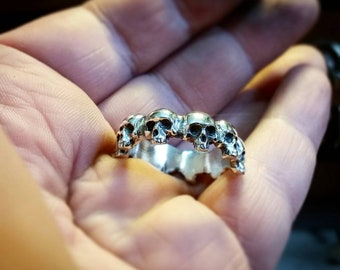 Skull Ring , silver skull ring ,silver band ring for Men and Women ,goth ring