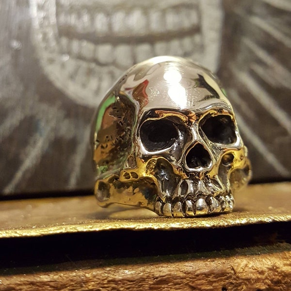 Anillo de calavera de plata, anillo de plata, anillo de calavera, estilo Keith Richards de espalda sólida tanto para hombres como para mujeres